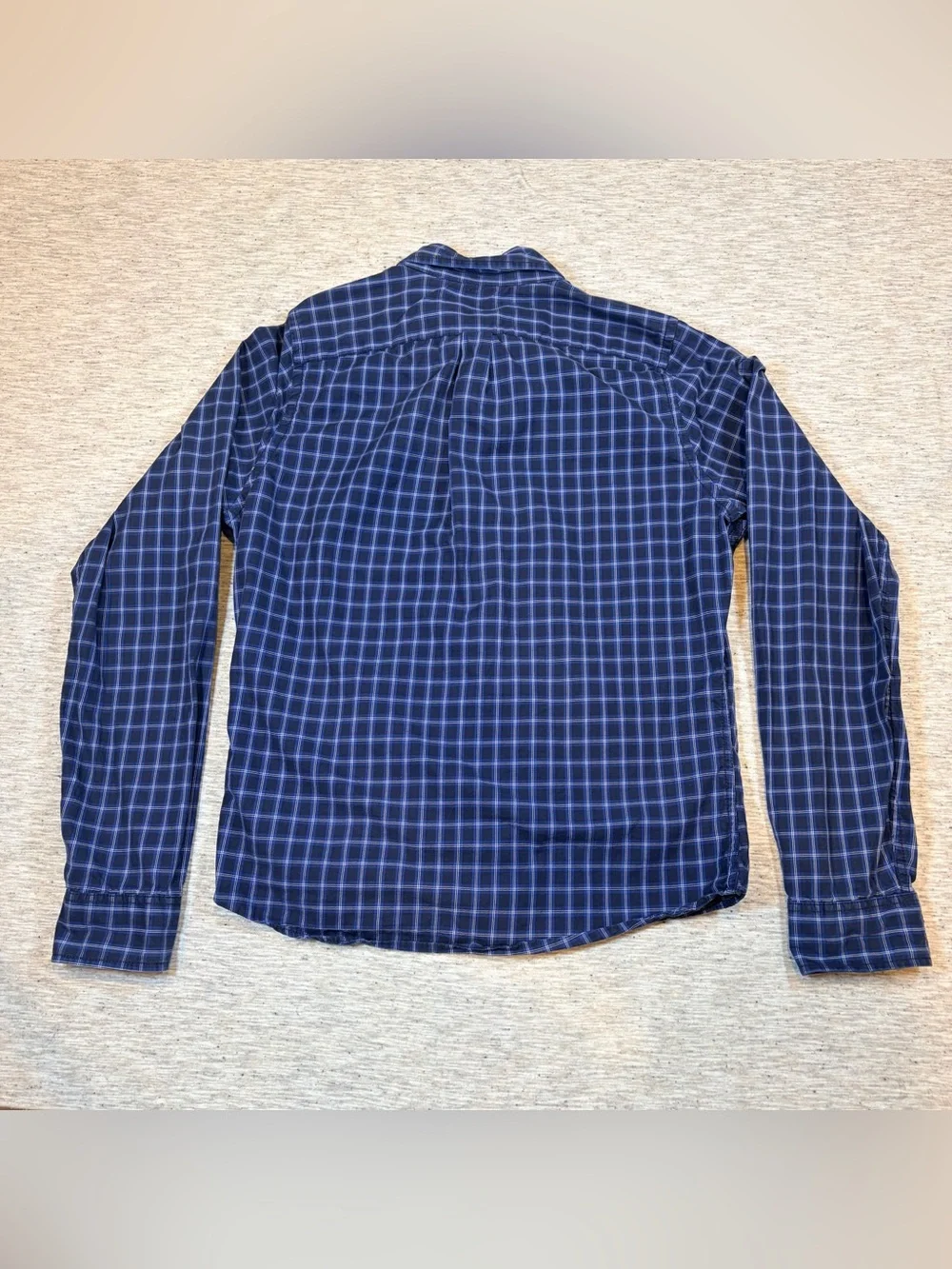 Abercrombie & Fitch Mens Blue Plaid Button Down Long Sleeve Muscle Fit Size Lrg